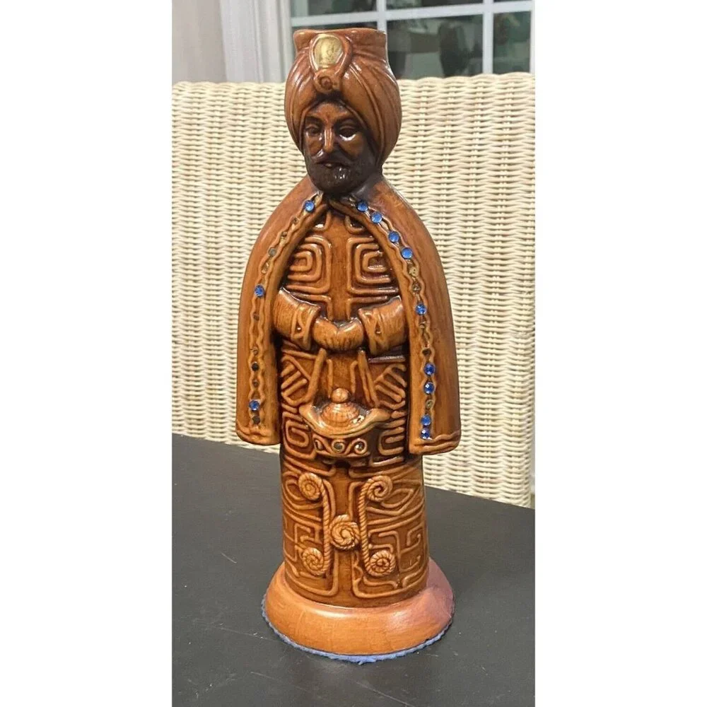 MID CENTURY WISE MAN CHALKWARE CERAMIC FIGURINE CANDLE HOLDER XMAS MCM VINTAGE